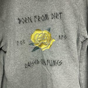 Fox Racing hoodie women’s size Medium M Raised on fumes rose design gray